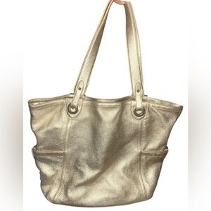 Cole Haan Real Leather Gold Tote Bag